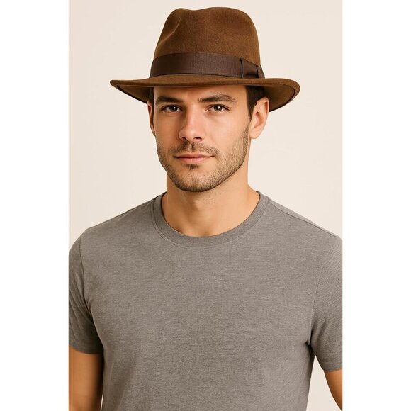 Adult Brown Fedora Hat Cosplay Halloween Costume Accessory Unisex main image 4